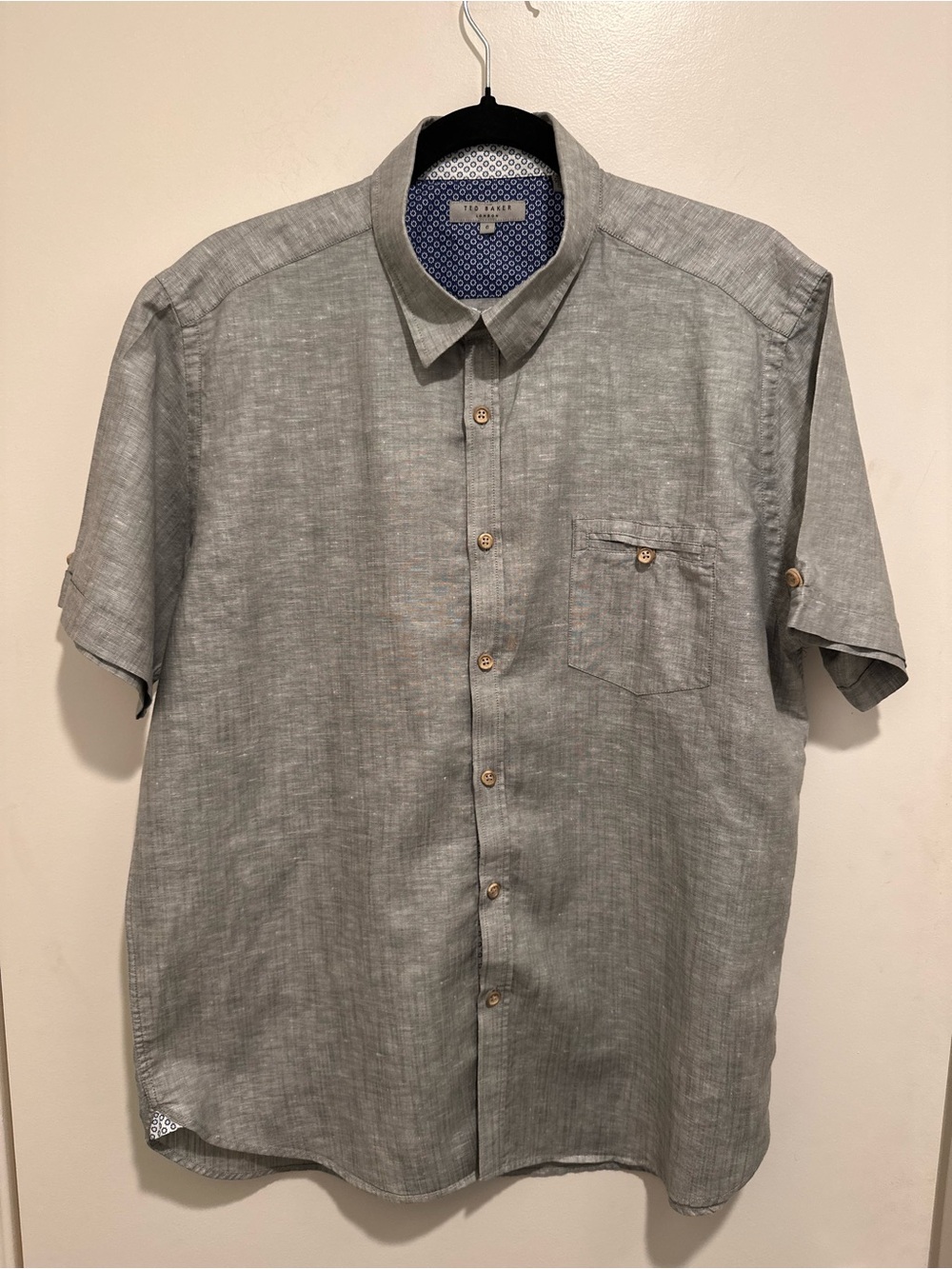 Ted Baker Short-Sleeve Button-Down Shirt - Gray
